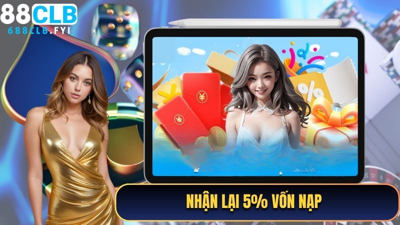 Khuyến mãi 88CLB - Nhận lại 5% vốn nạp